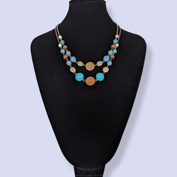 (2/$20) Vintage 2-Strand Bohemian Statement Necklace - Picture 2 of 5